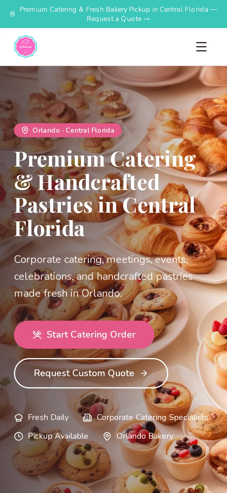 La Macarena Bakery | Bakery, custom orders, catering, and nationwide shipping | mobile homepage screenshot